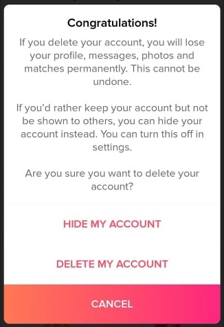 Delete my tinder profile