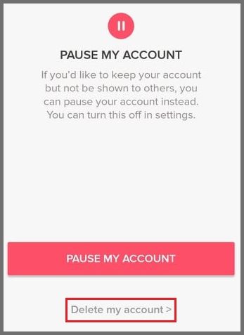 Permanently Deleting Tinder - Pause Tinder Account