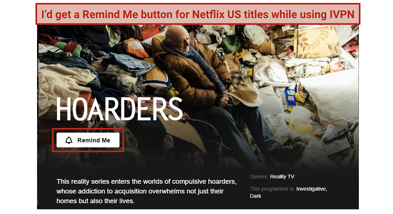Screenshot of Netflix blocked using IVPN
