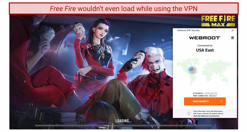 Screenshot of frozen game on VPN