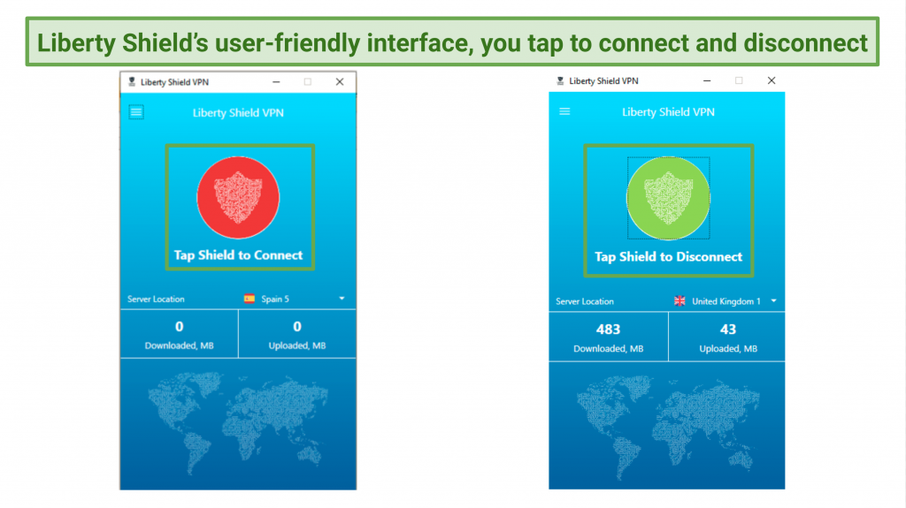 A screenshot showing Liberty Shield has a user-friendly interface