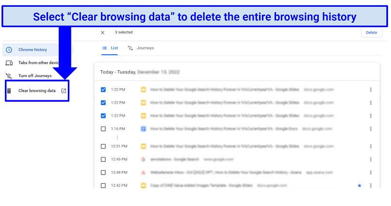 A screenshot of step 5 of deleting your Browser history