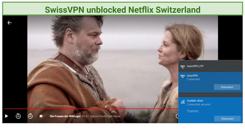 A screenshot showing SwissVPN unblocked Netflix in Switzerland