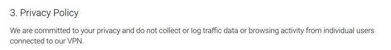 A screenshot of VPN.ht's privacy policy