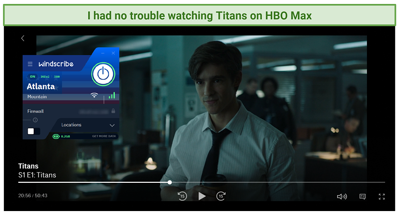 A picture showing how Windscribe successfully unblocks HBO Max