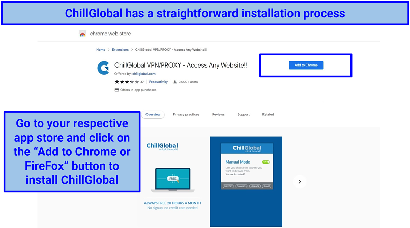 Screenshot of ChillGlobal's installation process