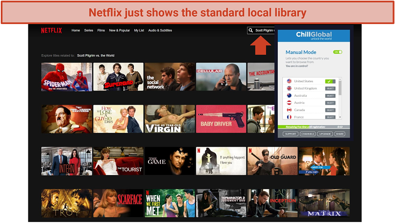 Screenshot of Netflix streaming test