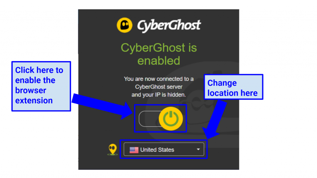 Graphic showing CyberGhost browser extension