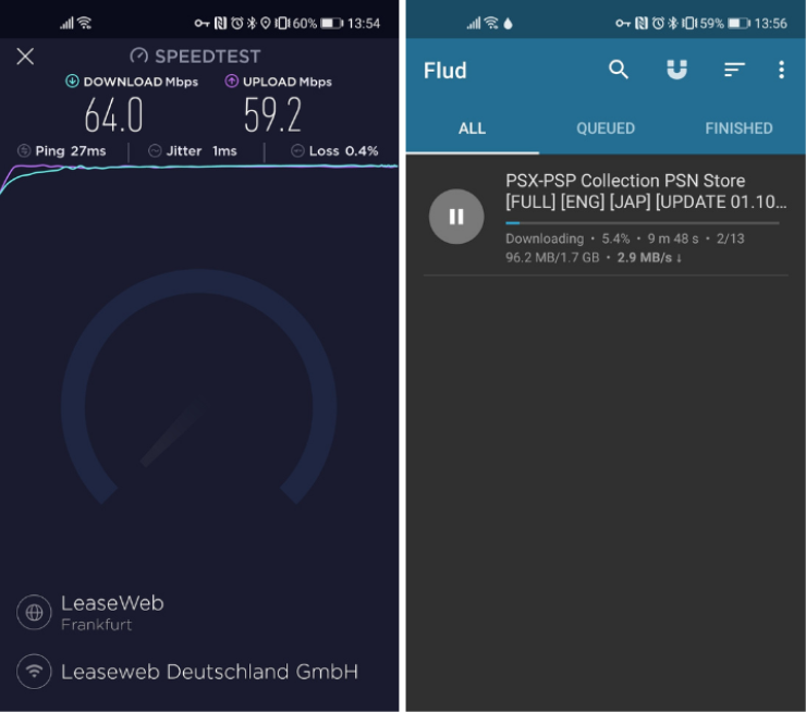A screenshot using HideIPVPN to torrent.