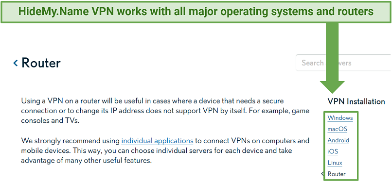 graphic showing HideMy.Name VPN's device compatibility