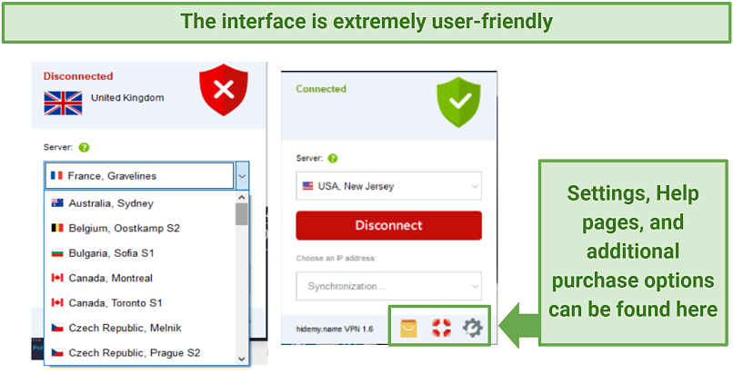 Graphic showing HideMy.VPN's easy interface