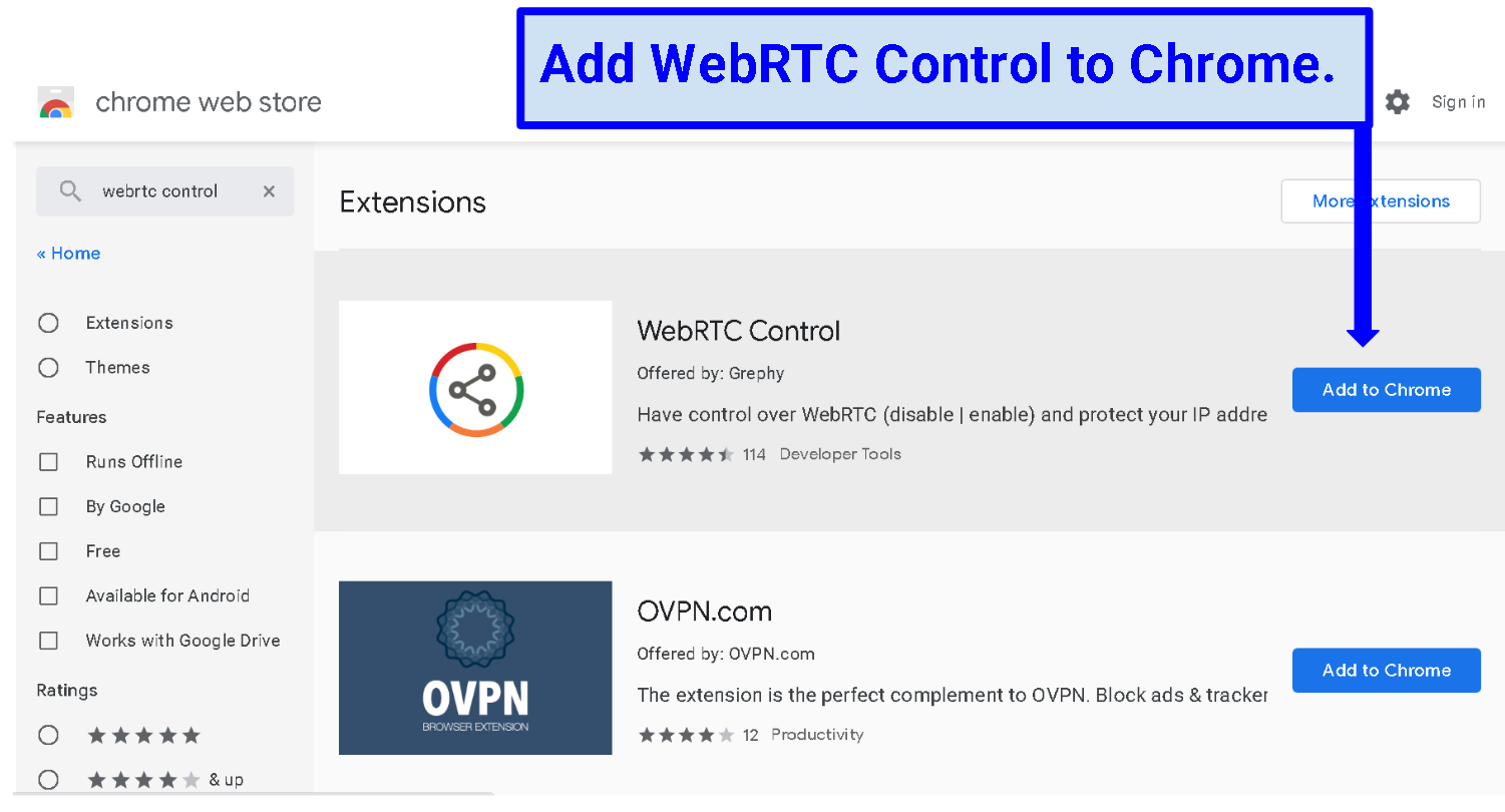 A screenshot of the WebRTC Control Installation page.