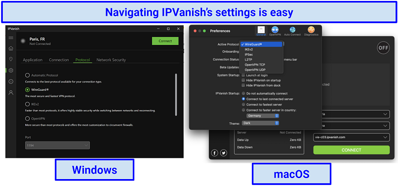 IPVANISH-in ekran görüntüləri