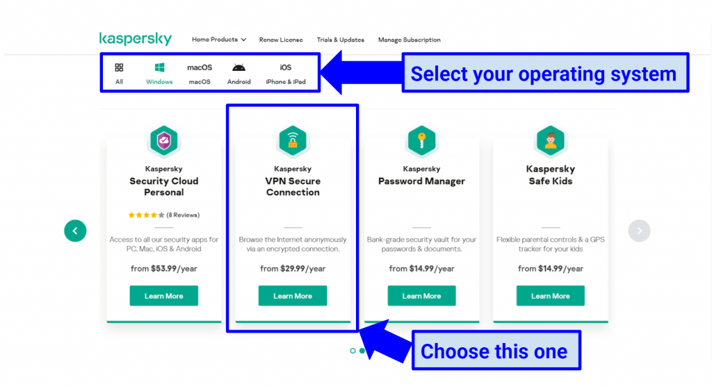 graphic showing Kaspersky Secure Plans