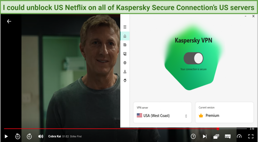 Graphic showing Kaspersky Secure working on Netflix
