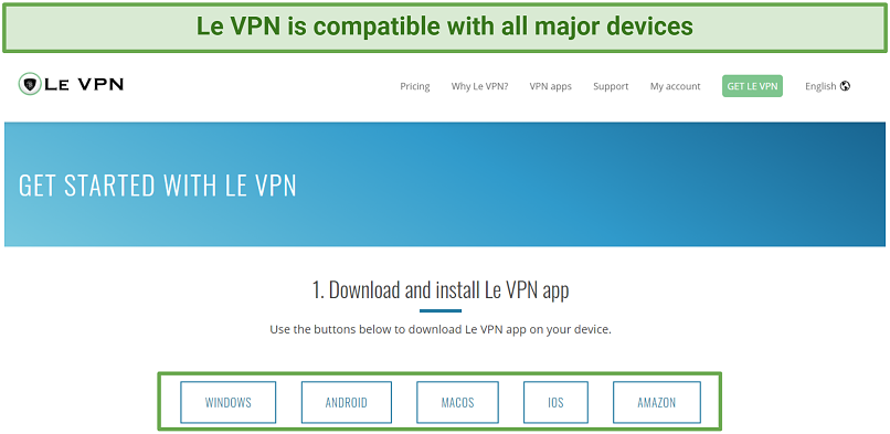 Graphic showing Le VPN's compatible devices