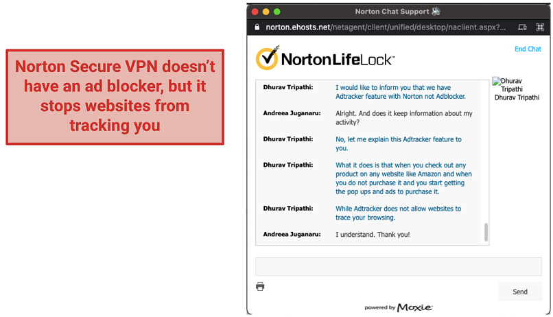 Снимок экрана Norton Secure VPN