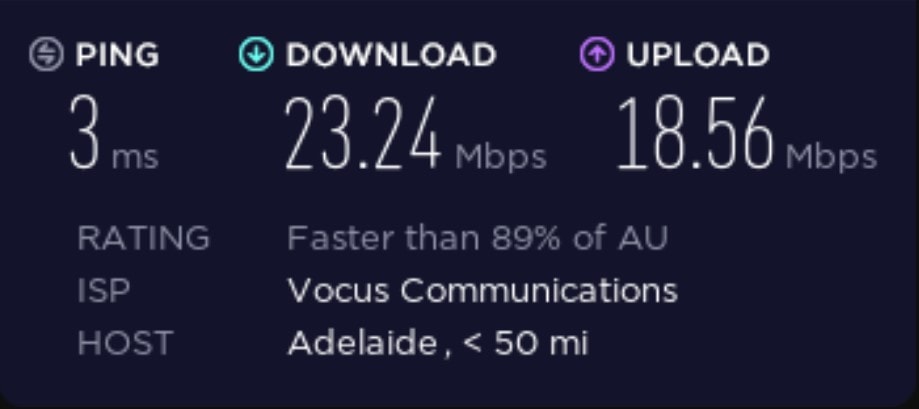 Speed test before connecting to a Whoer VPN server.