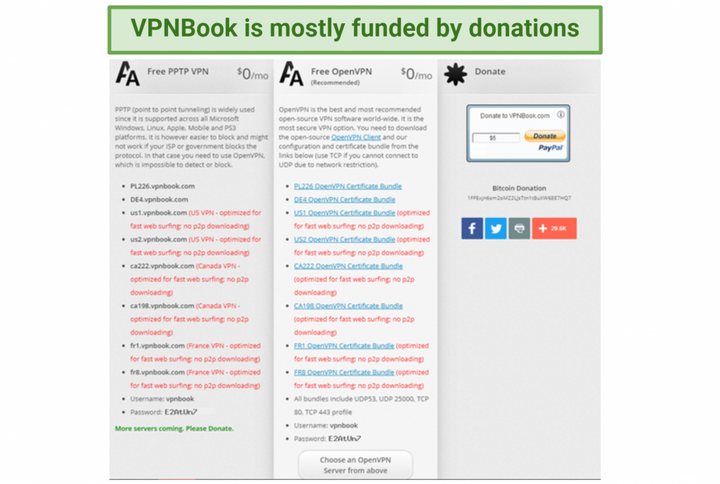 Image showing VPNBook's free services