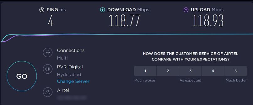 A screenshot of baseline speeds before connection to Seedbucket.cc