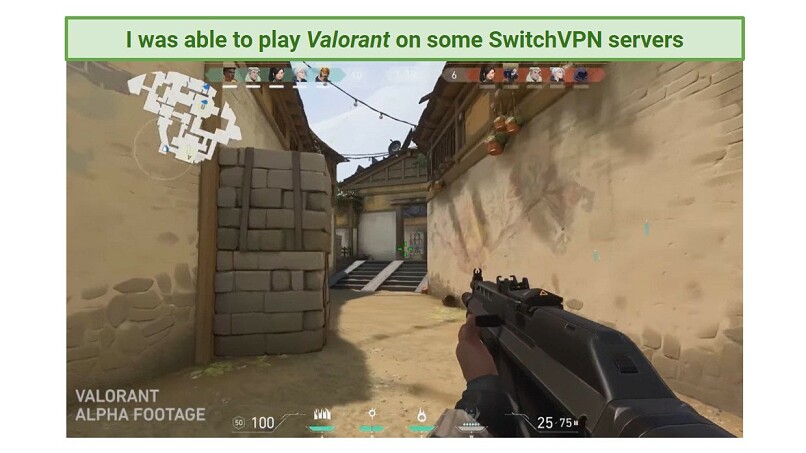 A screenshot of the game Valorant, which I was able to play using SwitchVPN.