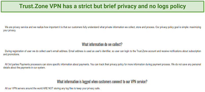 Graphic showing Trust.Zone's privacy policy
