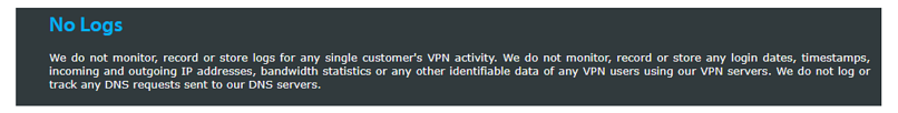 A screenshot of VPNArea's privacy policy