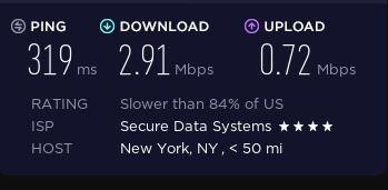 Speed test on a ZenMate server in the US