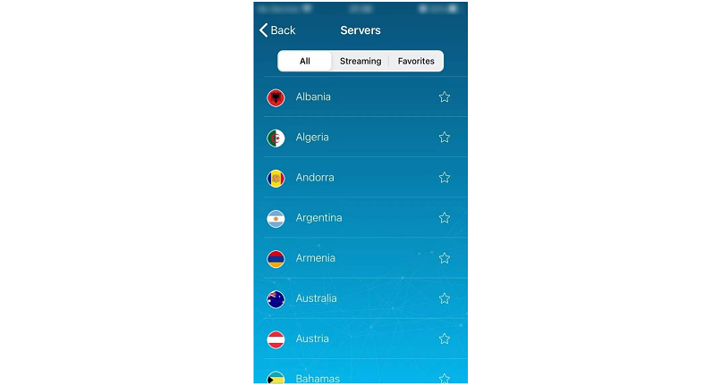 A screenshot of ZenMate's iOS app