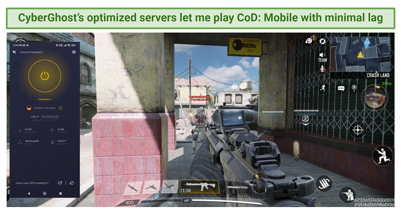 Screenshot of Call of Duty: Mobile gameplay working with CyberGhost