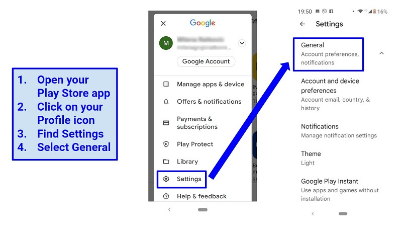 An image displaying step-by-step instructions on how to manually change your Google Play Store country on an Android phone
