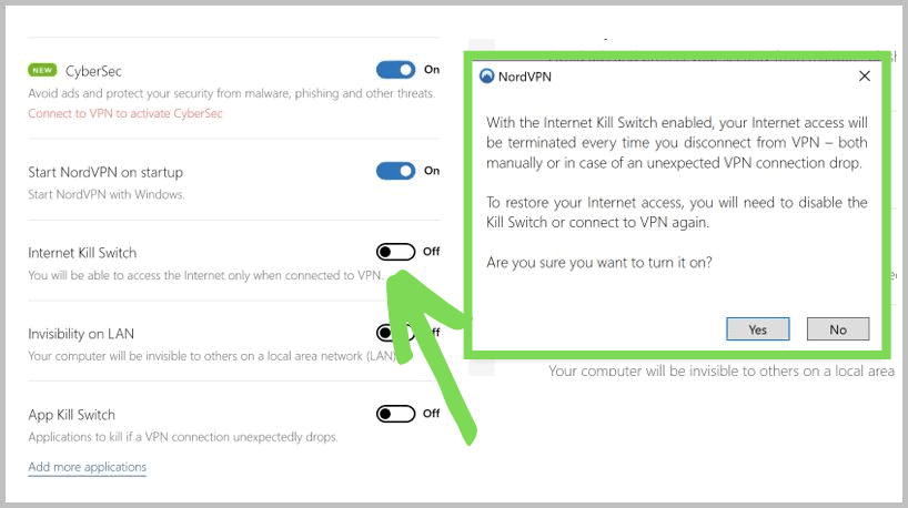 NordVPN kill switch instellen