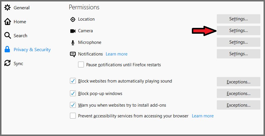 Firefox Permissions