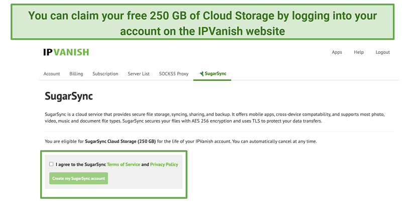 Screenshot of IPVanish's website