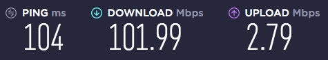 Speed test on an HMA streaming optimized server in the US.