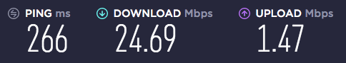 A speed test on an HMA server in Japan.