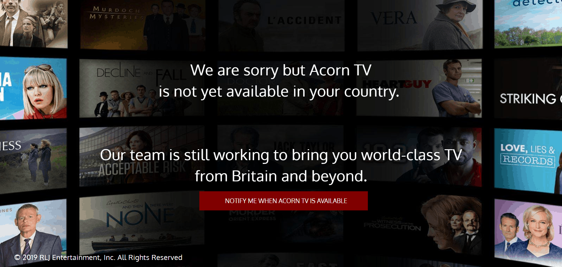 Acorn TV georestriction message