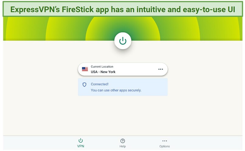 A screenshot of ExpressVPN's FireStick app user interface