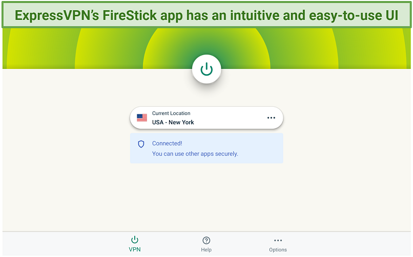 A screenshot of ExpressVPN's FireStick app user interface