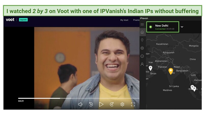 Screenshot showing that IPVanish unblocks Voot.