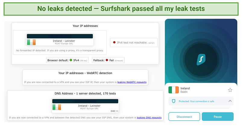 Captura de tela mostrando Surfshark