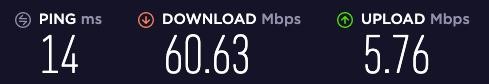 Speed test performed before connecting to trunkspace VPN.