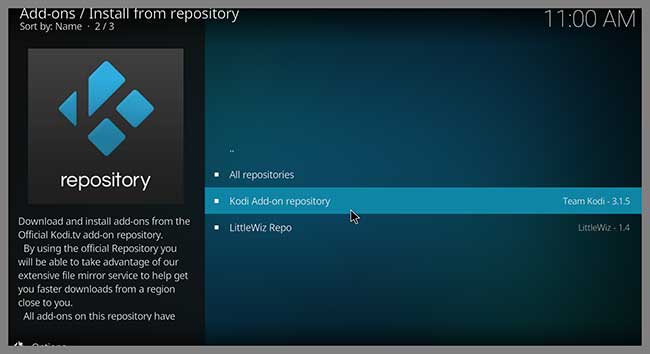 kodi add-on repository button