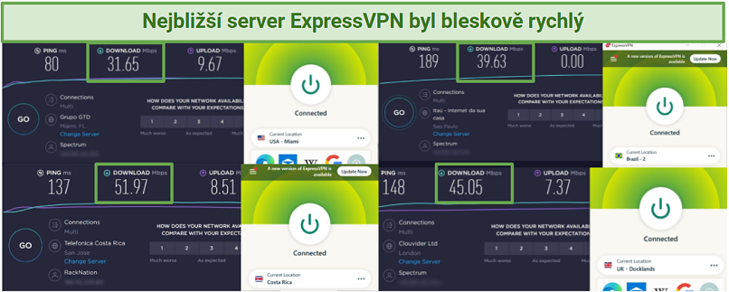 Ookla speedtest showing a result of 51.97 Mbps for ExpressVPN's San Jose server