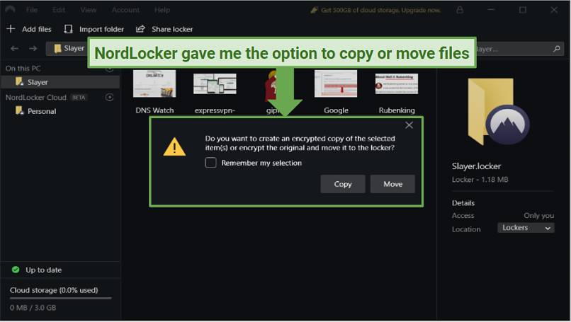 Graphic showing file options on NordLocker