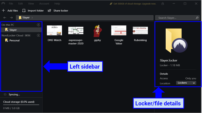 Graphic showing NordLocker interface