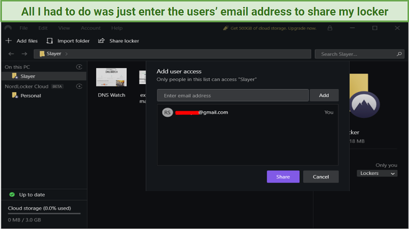 Graphic showing file sharing on NordLocker