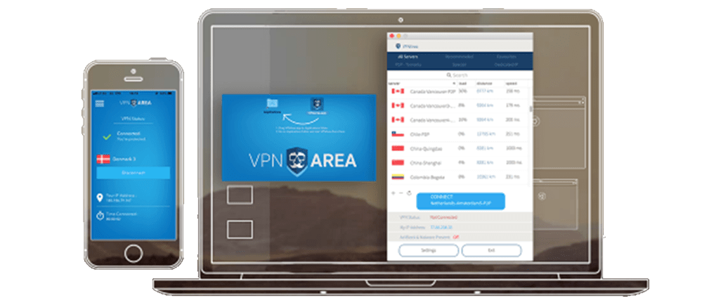 Small assortment of technological devices compatible with VPN Area.