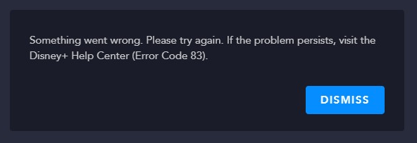 disney plus error message code 83