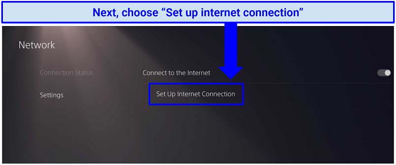 Une capture d'écran montrant l'onglet Connexion Internet de configuration dans PS4